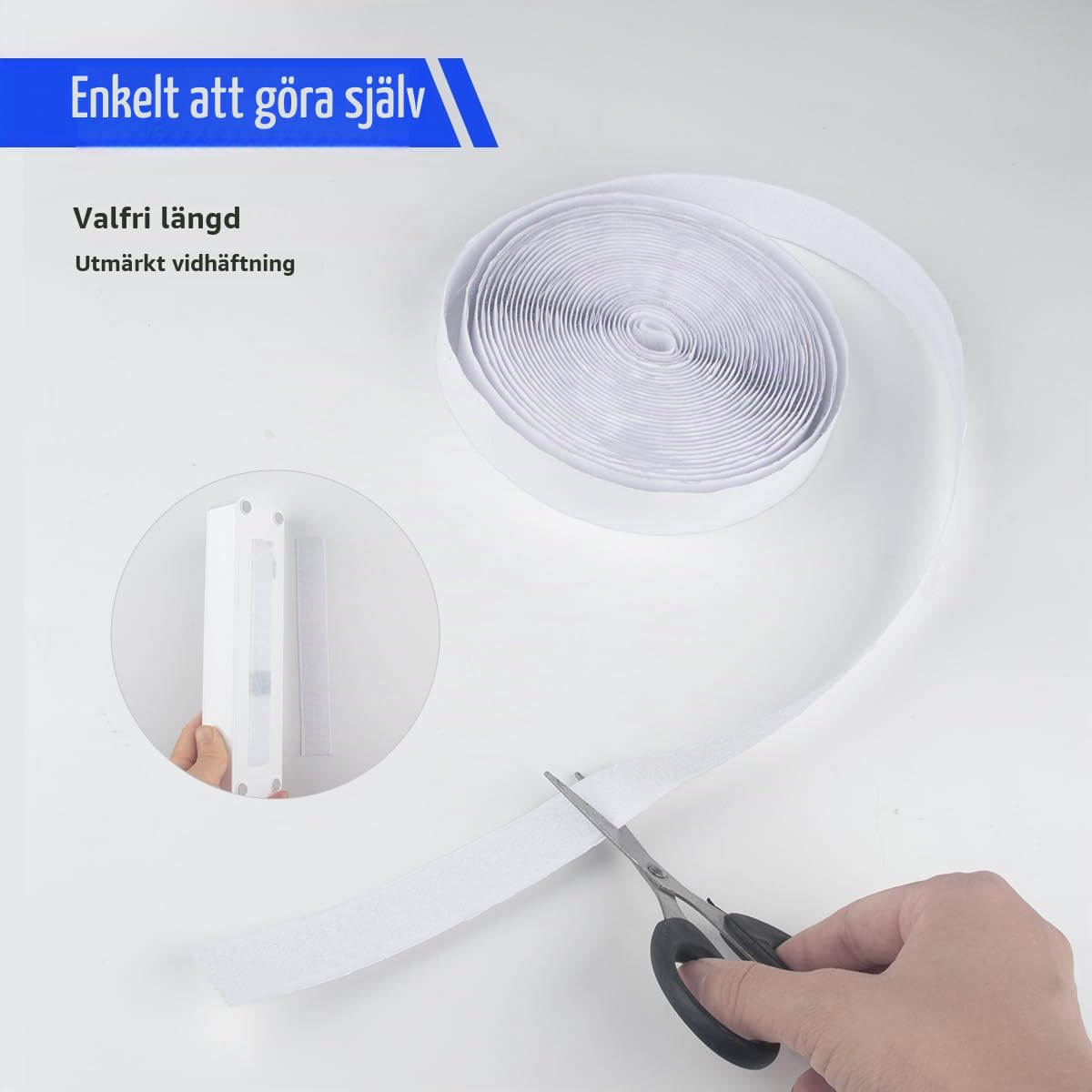Thumbnail 3 de SUTOUG självhäftande kardborretejp, 30 mm x 3 m, vit för inom- och utomhusbruk