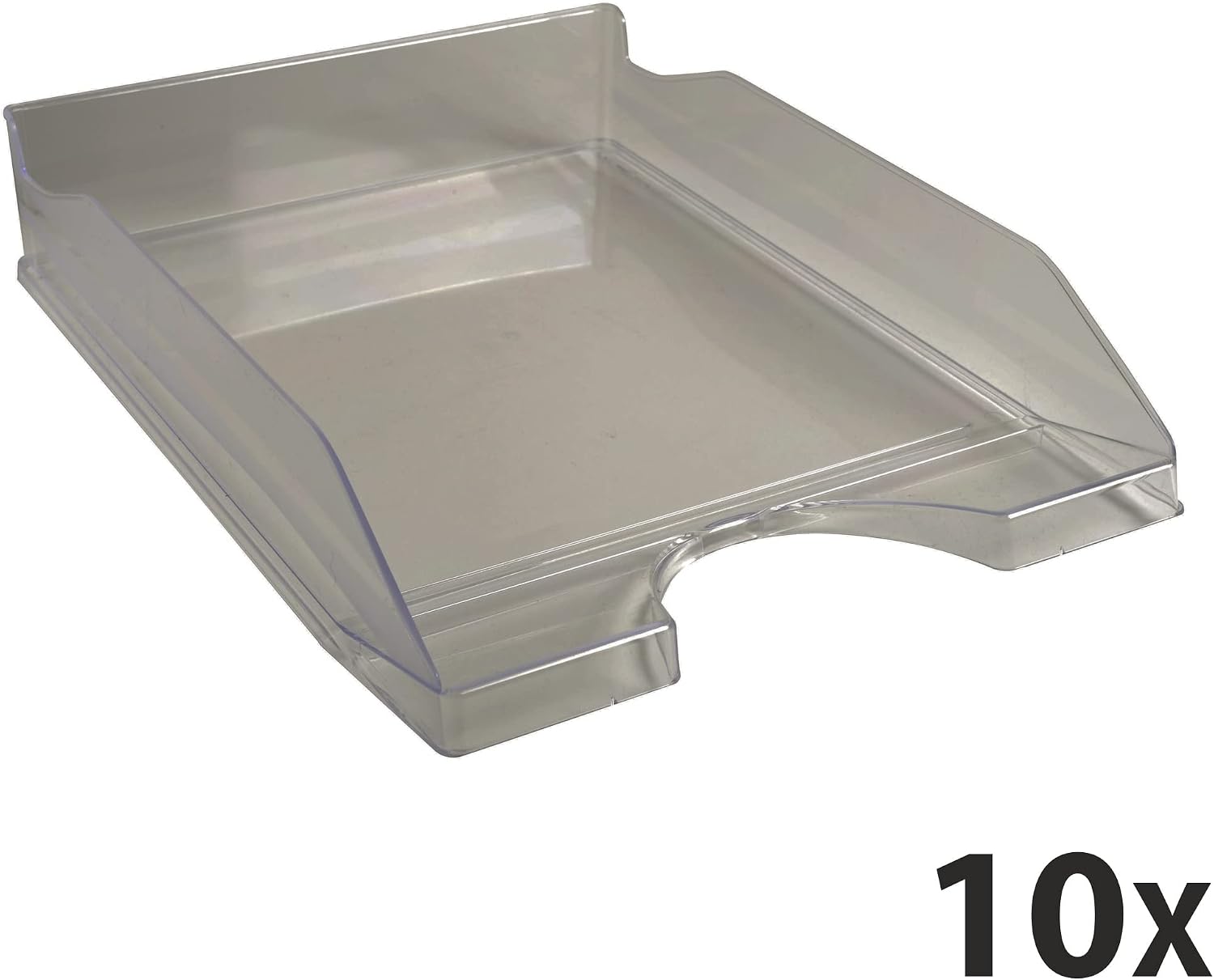 Detalle de Exacompta 12327D ECOTRAY – Lot de 10 corbeilles à courrier gris translucide (A4+)