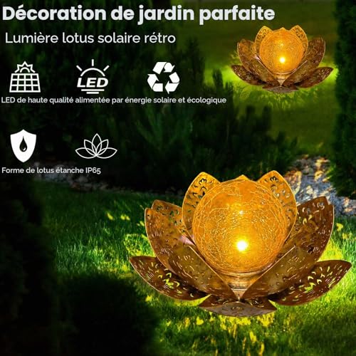 Detalle 2 de ORHOMELIFE Lampe Solaire Lotus – Éclairage créatif pour jardin et terrasse
