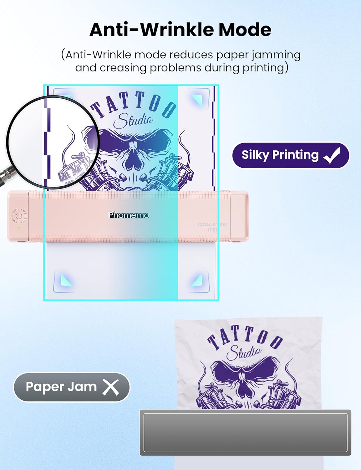 Thumbnail 3 de Phomemo TP81 Tattoo Printer (Stencil Printer) with 10 Tattoo Stencils Papers – Thermal Thermal Printer for Home or Studio, Pink
