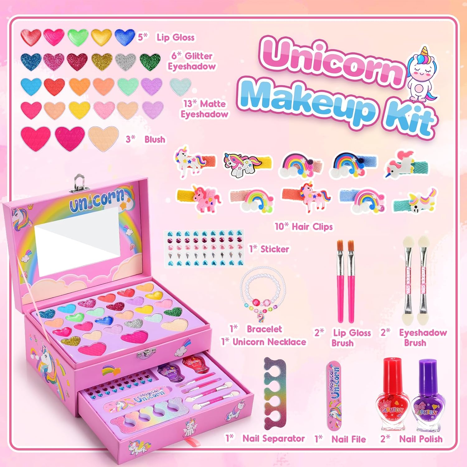 Detalle de Unicorno Trucchi Bambina 3–9 anni: kit trucco lavabile con astuccio unicorno