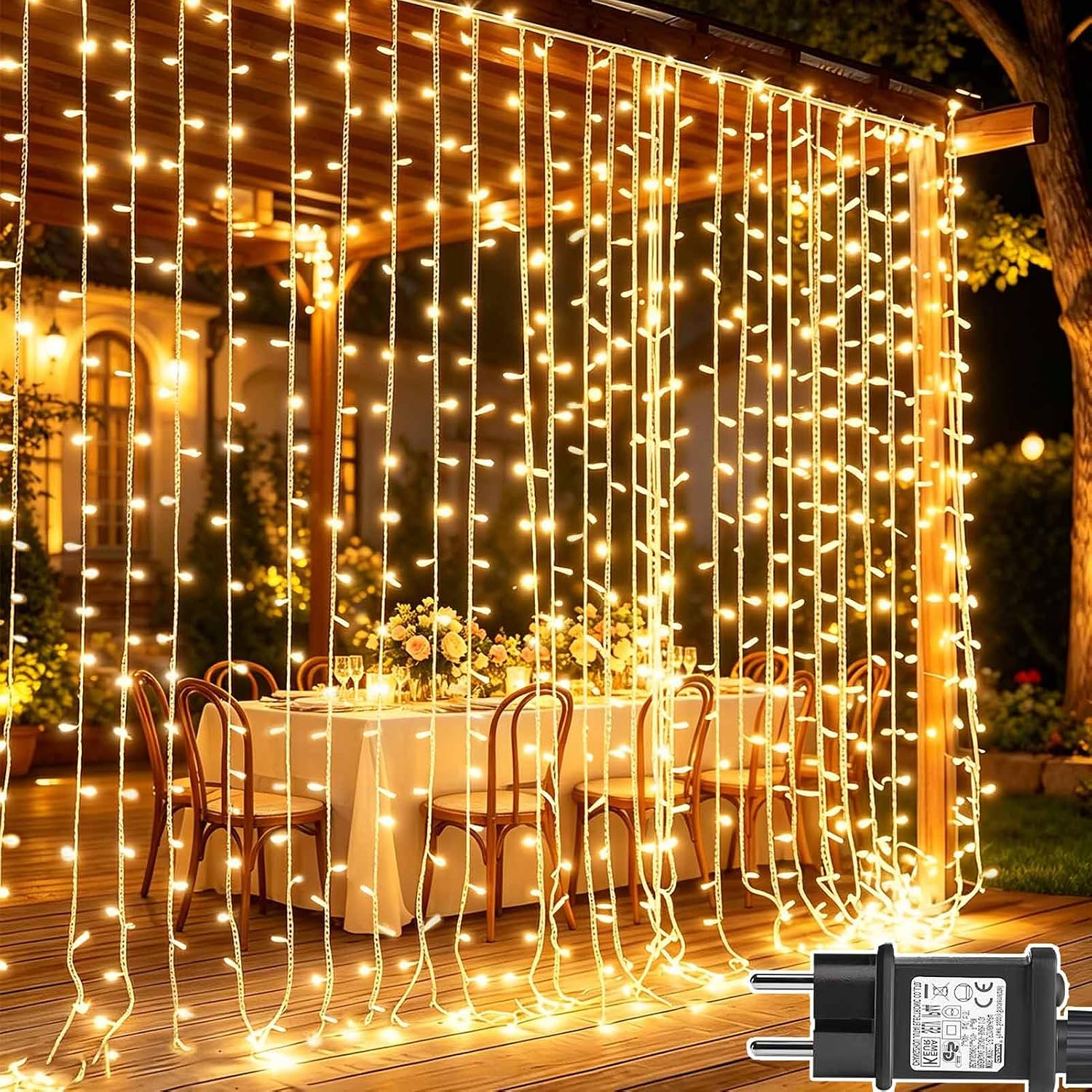 Detalle de Cozymeow Tenda Luminosa 300 LED 3x3m: catena luminosa impermeabile per outdoor e indoor