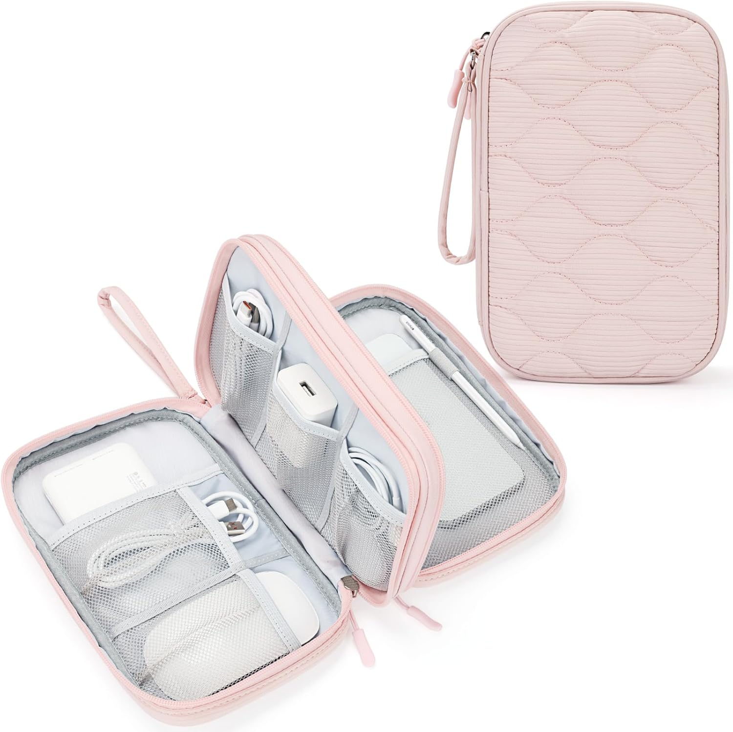 Detalle de Skycase Kabeltasche Doppelte Kabel Organizer – Pink, 23 x 15 x 8 cm