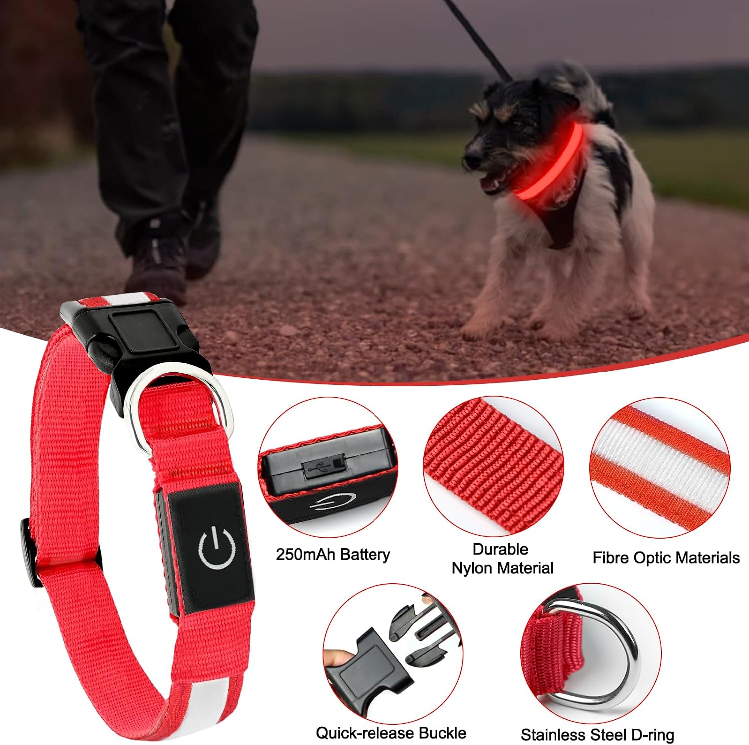 Detalle 2 de Nepfaivy flashing dog collar lights