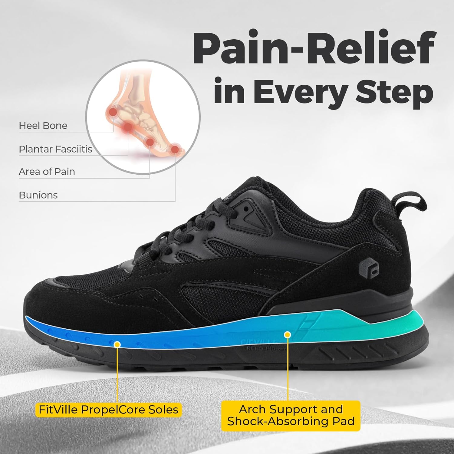 Thumbnail 3 de FitVille Extra Weit Laufschuhe Damen – Bequeme Sneaker mit breiter Zehenbox