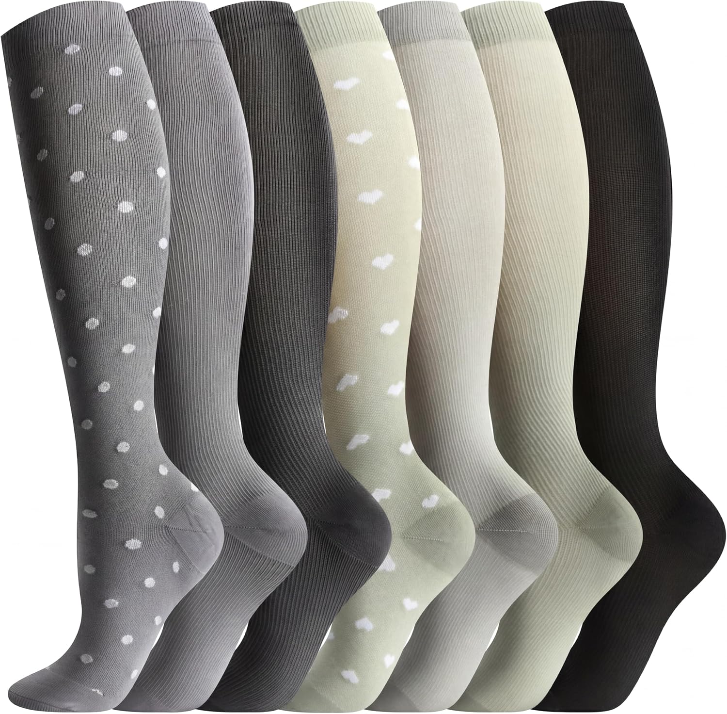 Detalle de Odtmger 20-30mmHg Knee-High Compression Socks – 7 Pairs for Men and Women