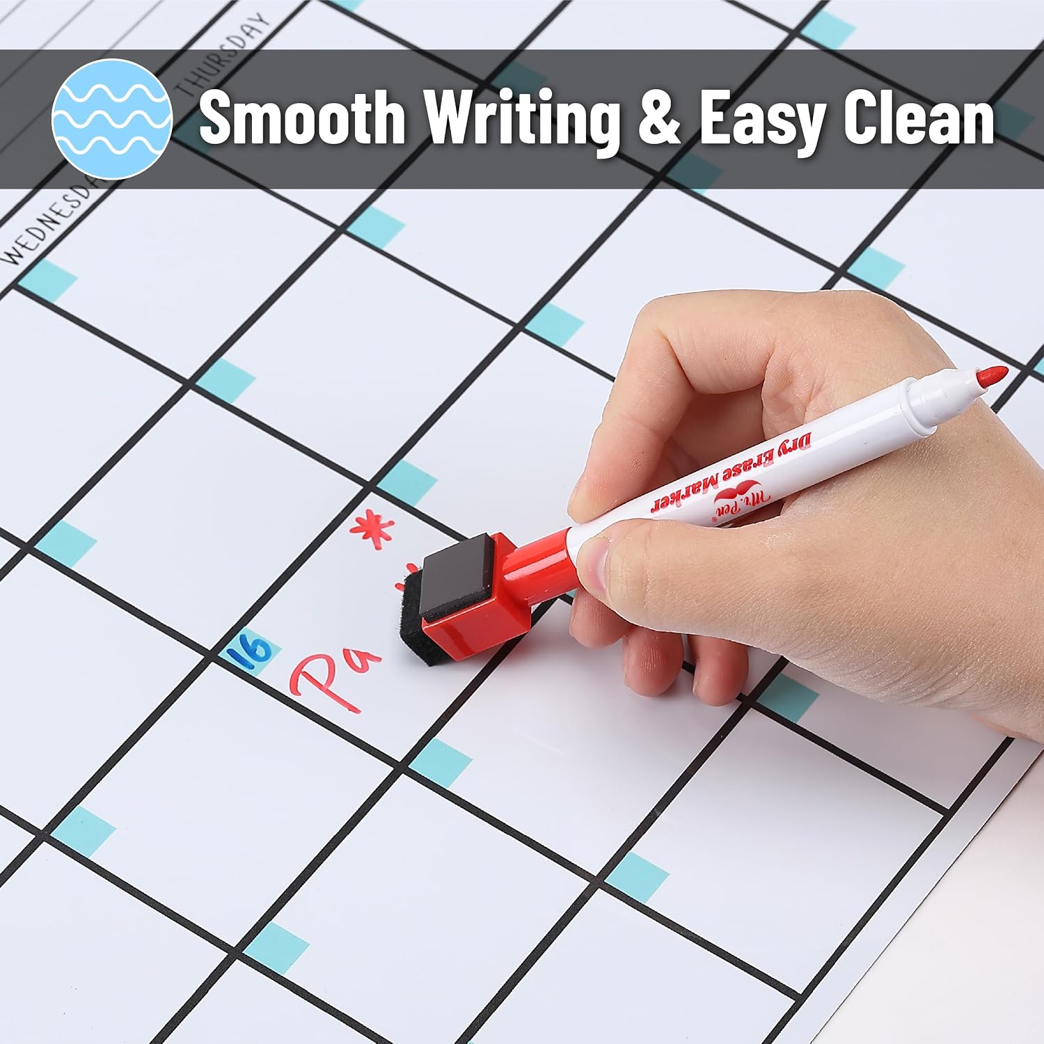 Detalle 1 de Mr. Pen Magnetic Dry Erase Calendar, 14.7 x 11.8-Inch