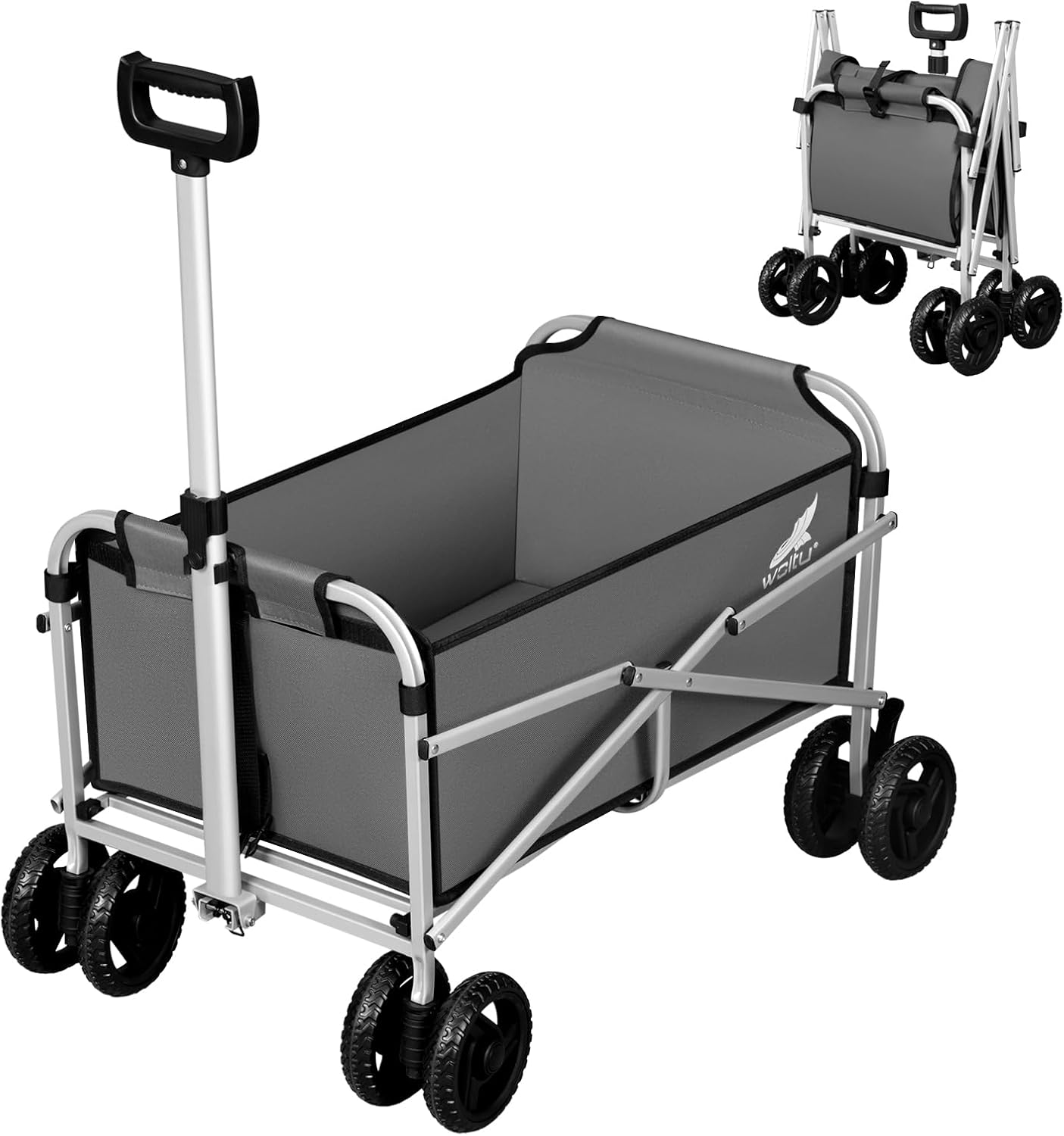 WOLTU Carrello con Ruote Pieghevole, Grigio Scuro: Compatto, Durevole e Versatile