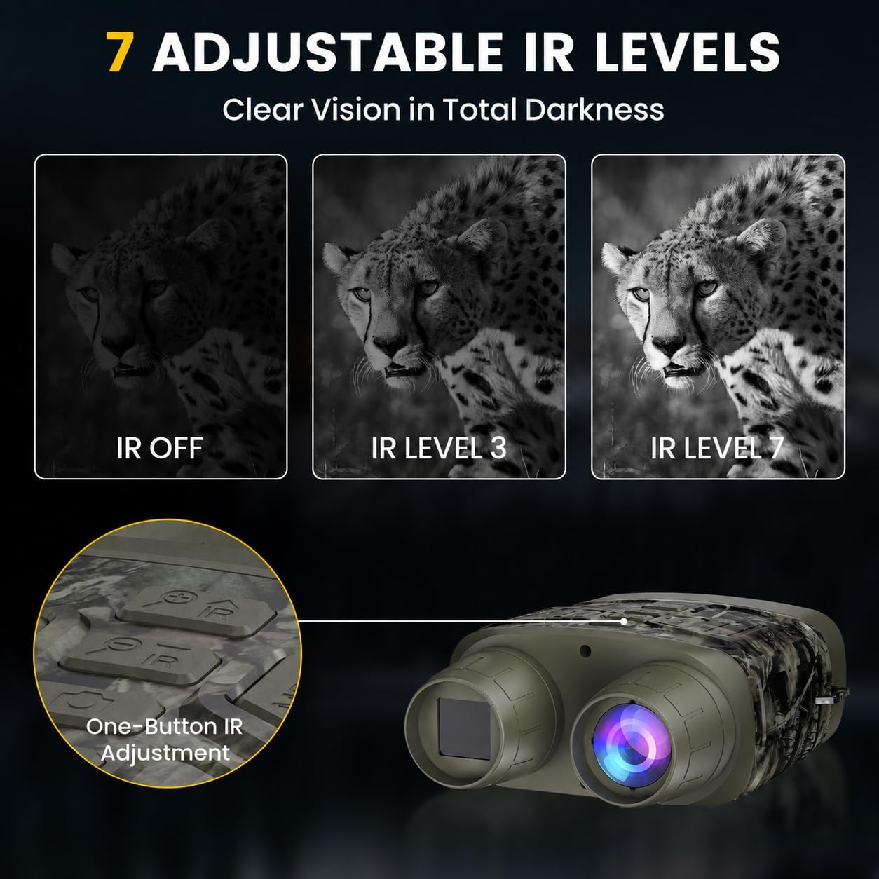 Detalle de Vtiisamao Night Vision Binoculars, 4K Video, 3-Inch Display, 5X Digital Zoom