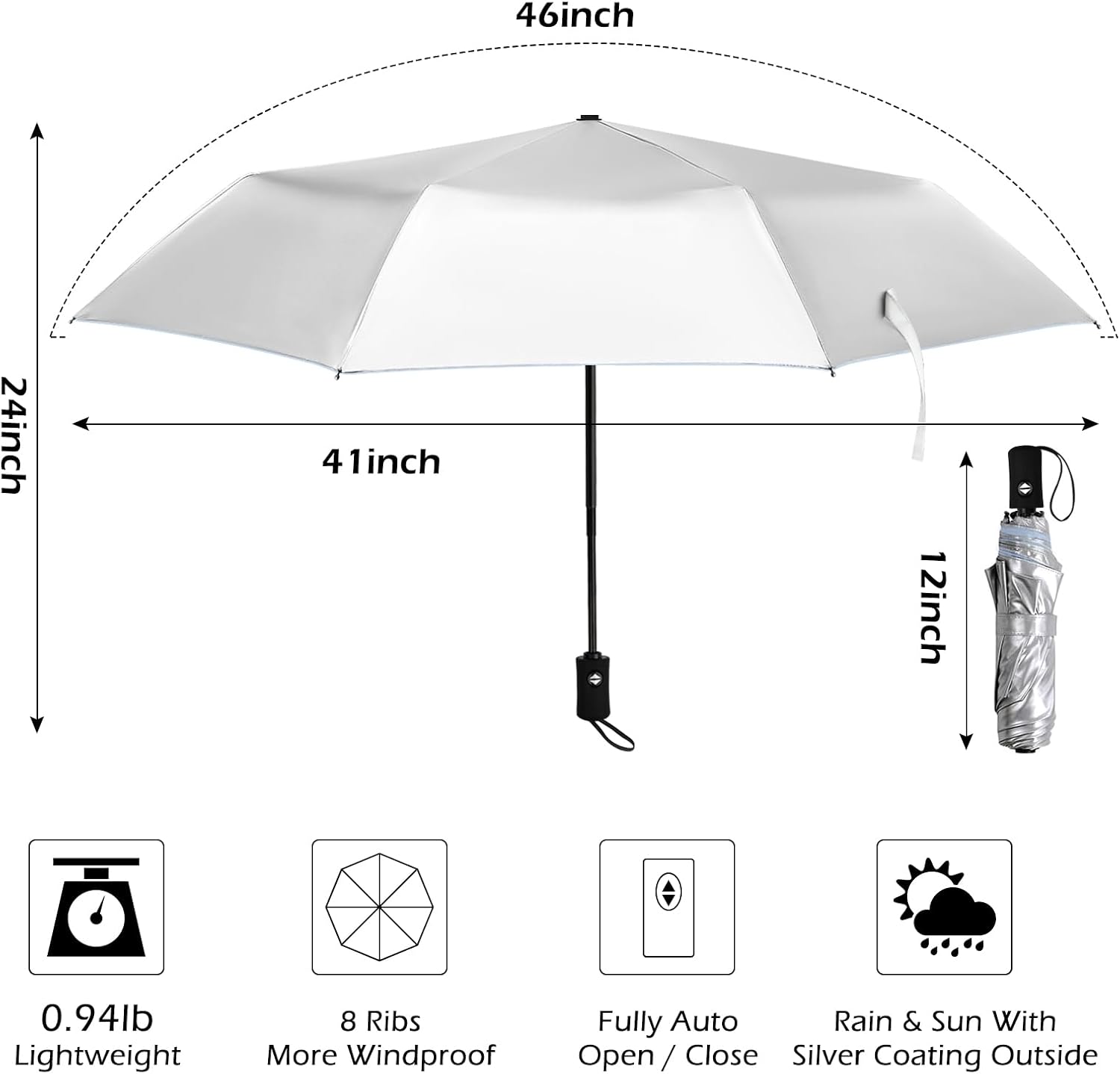 Thumbnail 5 de HEXSOLID 46/42inch Windproof Folding Umbrella ☔