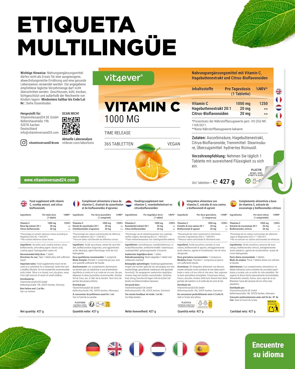 Thumbnail 5 de Vit4ever Vitamina C 1000mg 365 tabletas
