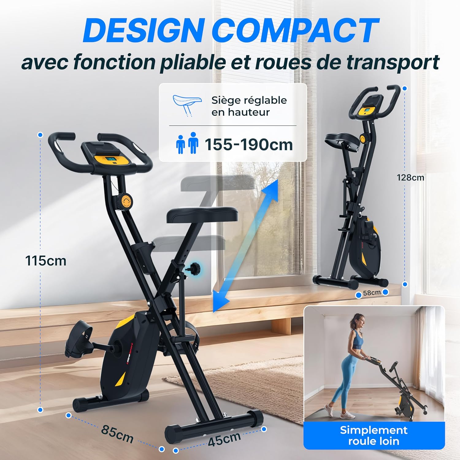 Thumbnail 4 de Ultrasport F-Bike Pro Vélo d’appartement pliable