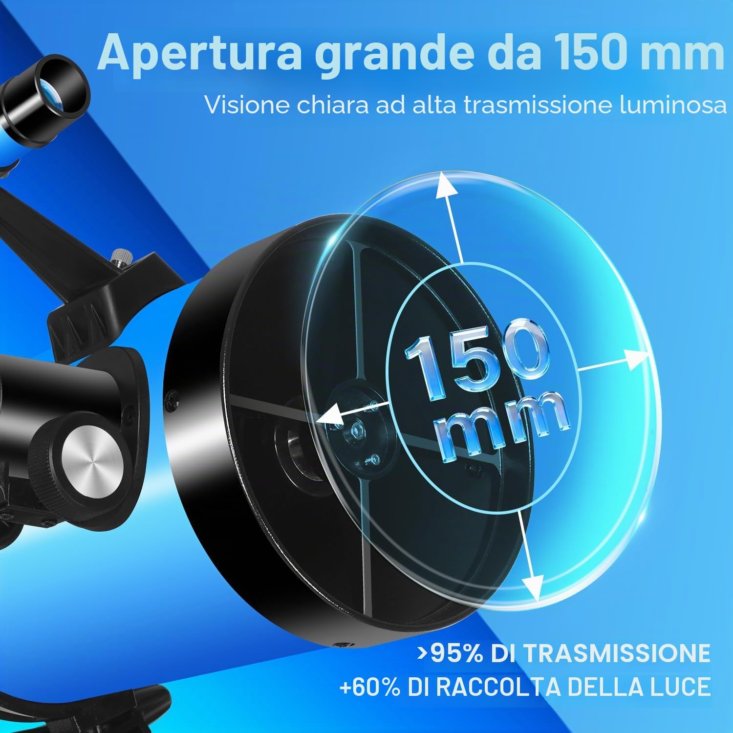 Detalle de Gaterda 150EQ Telescopio Astronomico Professionale con Montatura Equatoriale