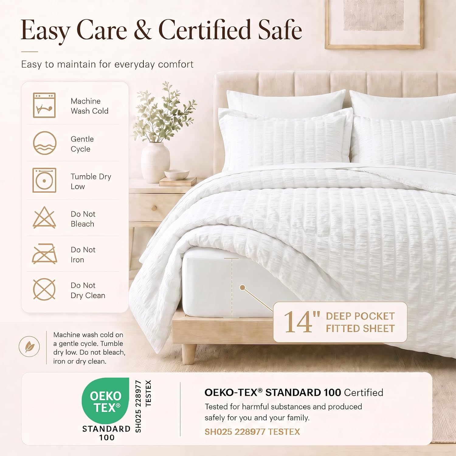 Thumbnail 4 de CozyLux Full Size 7-Piece Seersucker Comforter Set with Sheets (White)