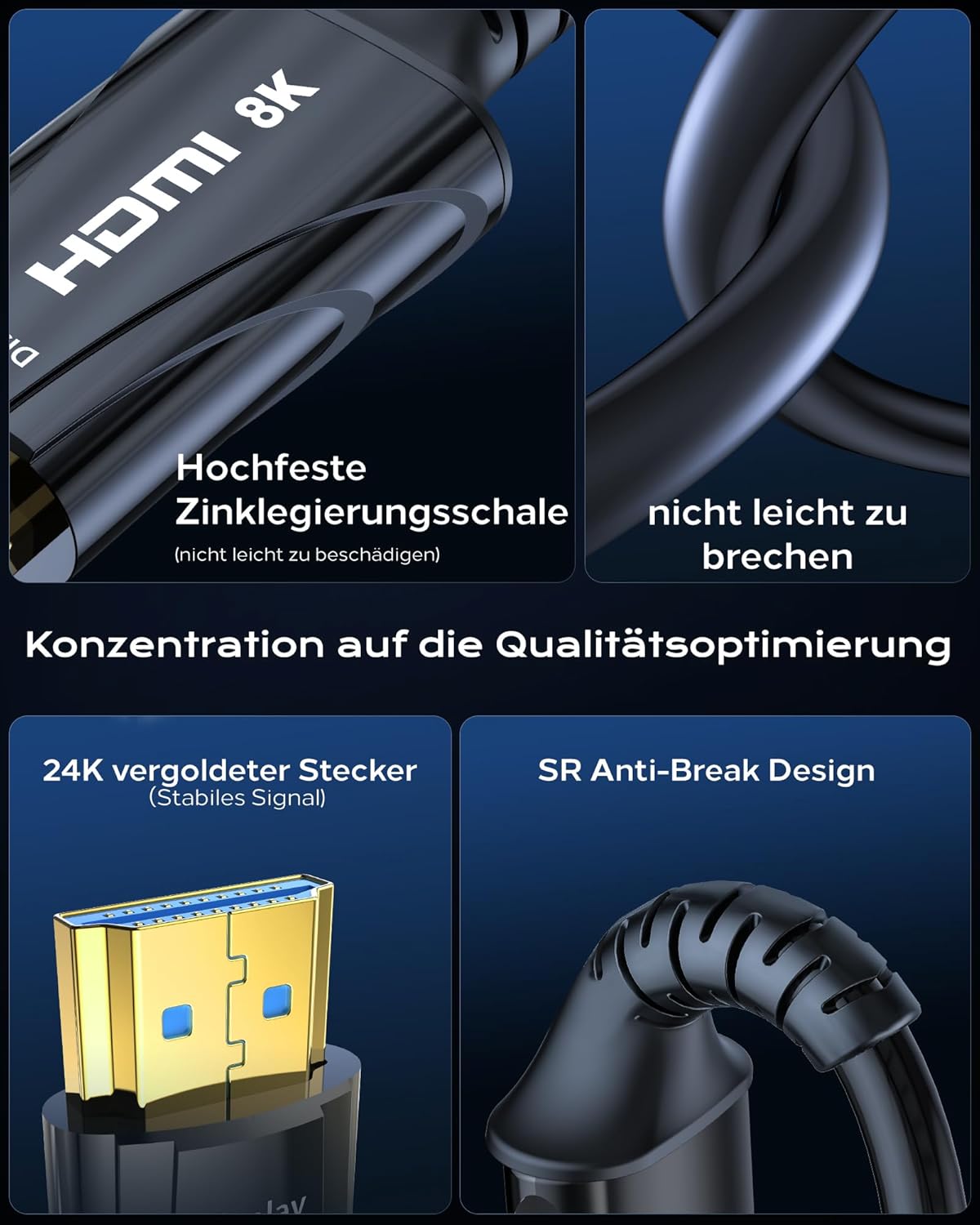Thumbnail 2 de Cratree HDMI Glasfaser-Kabel 45 m (8K 60 Hz / 4K 120 Hz, 48 Gbps) mit HDCP 2.2 & 2.3