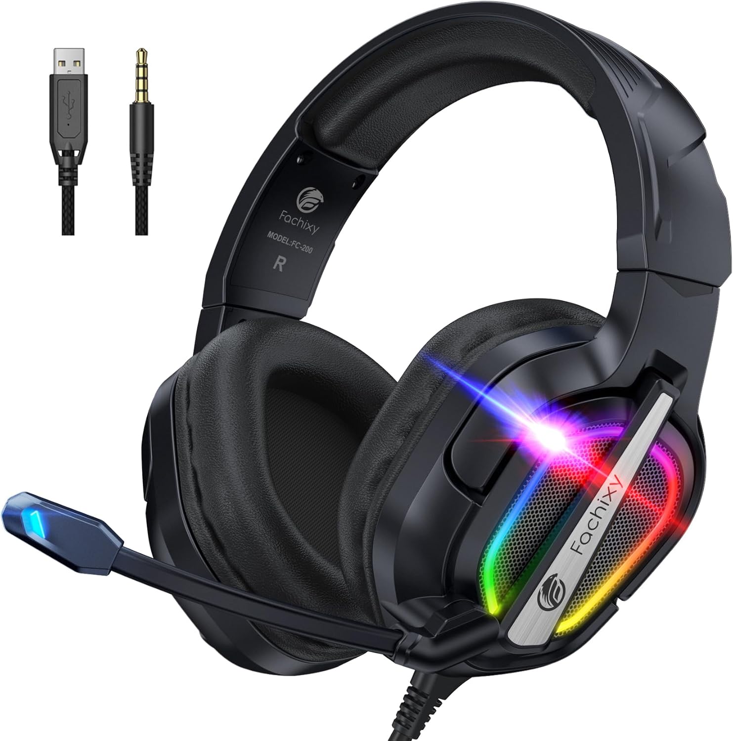 Detalle de Fachixy FC200 Gaming Headset – kompatibel mit PS4, PS5, PC, Xbox, Switch und Laptop