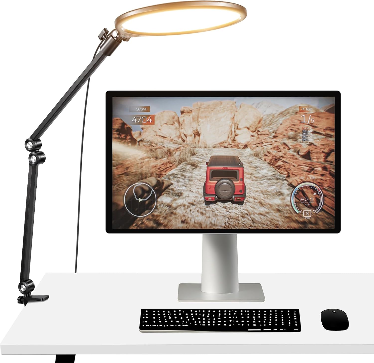 Detalle de Neewer Basics 10.5" Streaming Key Lighting ring light with desk clamp stand (3000–6500K, 15W)