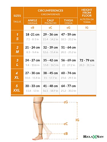Detalle de Relaxsan Antitrombo M0370A: Calze autoreggenti 18-23 mmHg, punto aperto, unisex (L, beige) per degenza