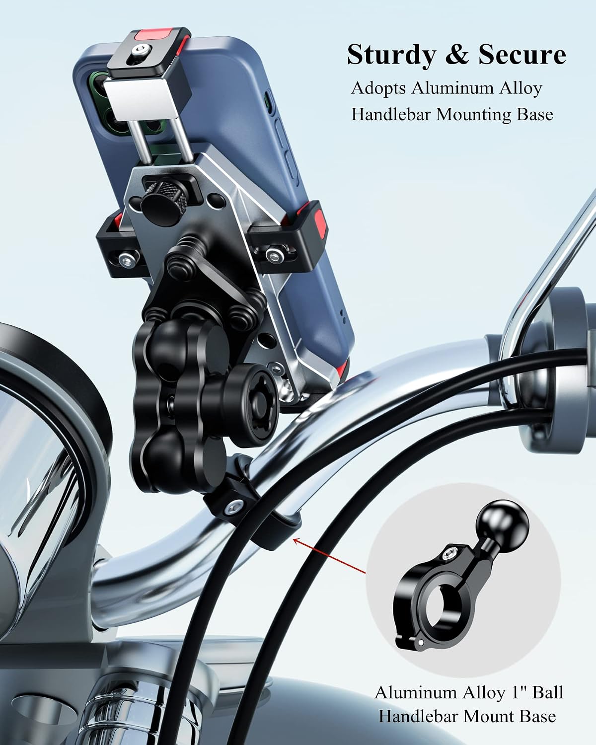 Thumbnail 2 de BRCOVAN Aluminium Motorrad-Handyhalterung