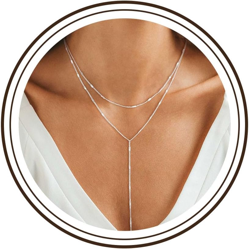 Detalle de Meteorstarry Lange Y-Kette mit Anhänger aus 925er Sterling Silber – Boho-Layering–Doppelkette