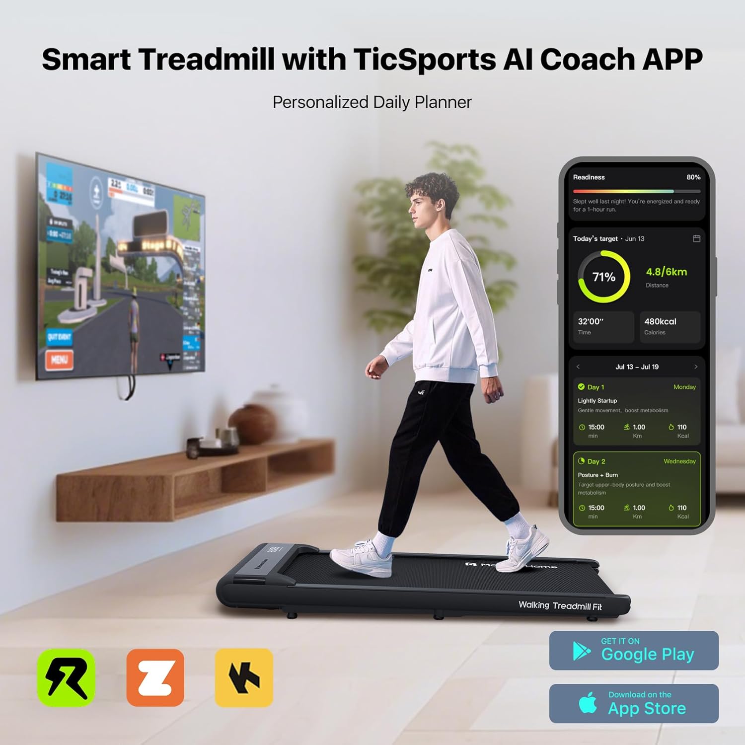 Thumbnail 4 de Mobvoi WalkingPad Smart AI Under-Desk Treadmill 6 km/h