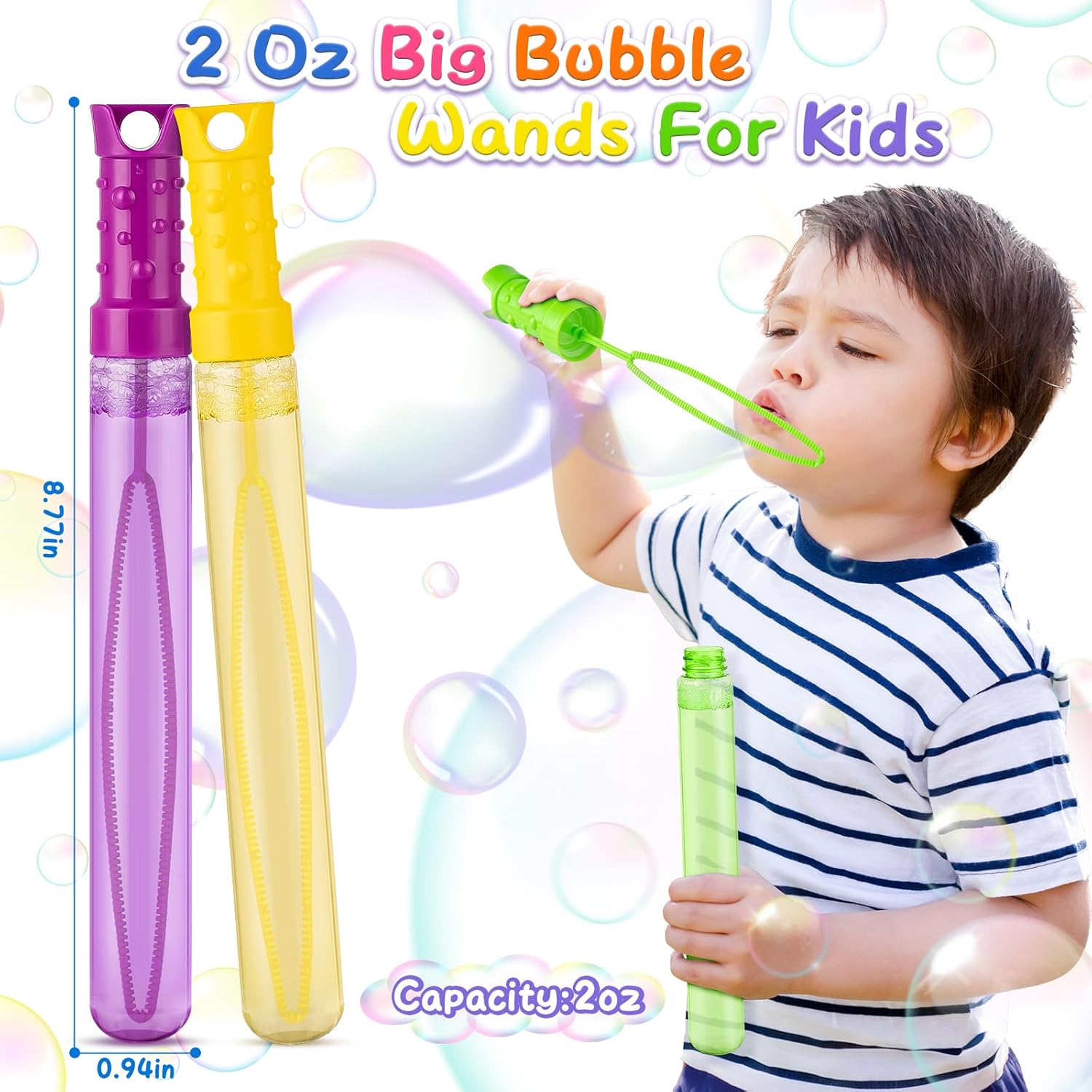 Detalle de 48 Pack Big Bubble Wands Bulk in 6 Colors: Fun Party Favors and Classroom Prizes