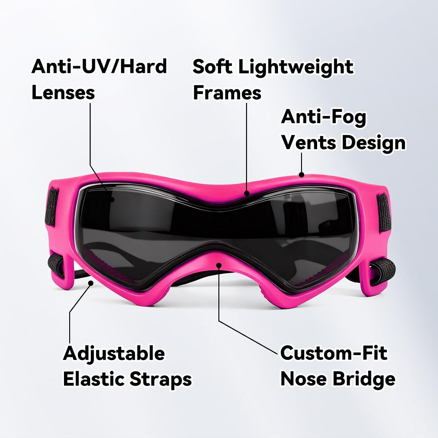 Detalle de Enjoying Dog Goggles for Small to Medium Dogs (UV protection) – Cool Pink