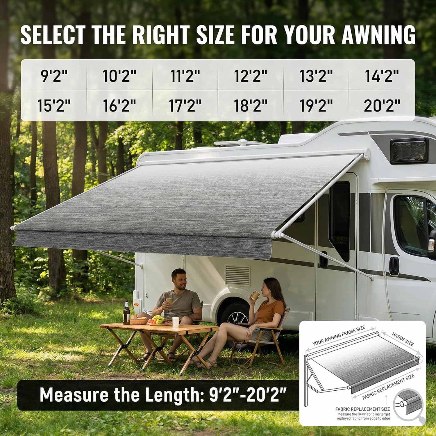 Thumbnail 2 de Luvioro RV Awning Fabric Replacement, 15' (14'2" Fabric) – Heavy-Duty, UV-Resistant & Weatherproof