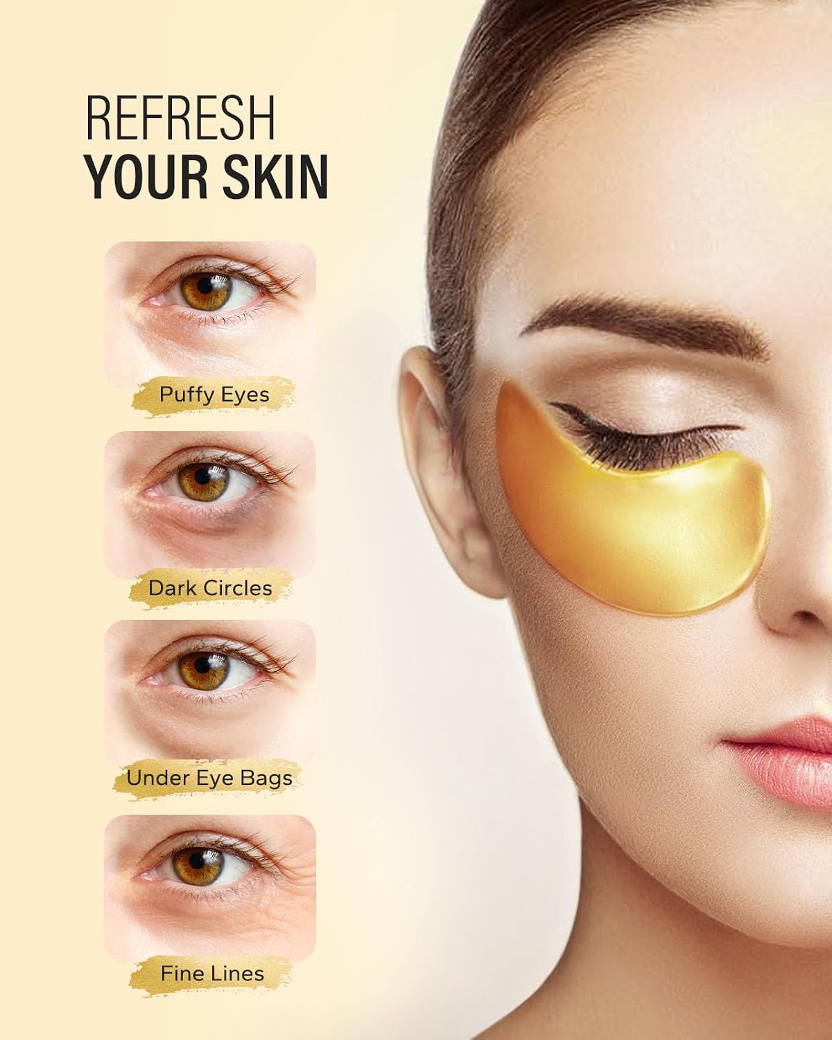Detalle 2 de Maskiss 24K Gold Under Eye Patches (Collagen) — 50 Pairs for Dark Circles & Puffiness