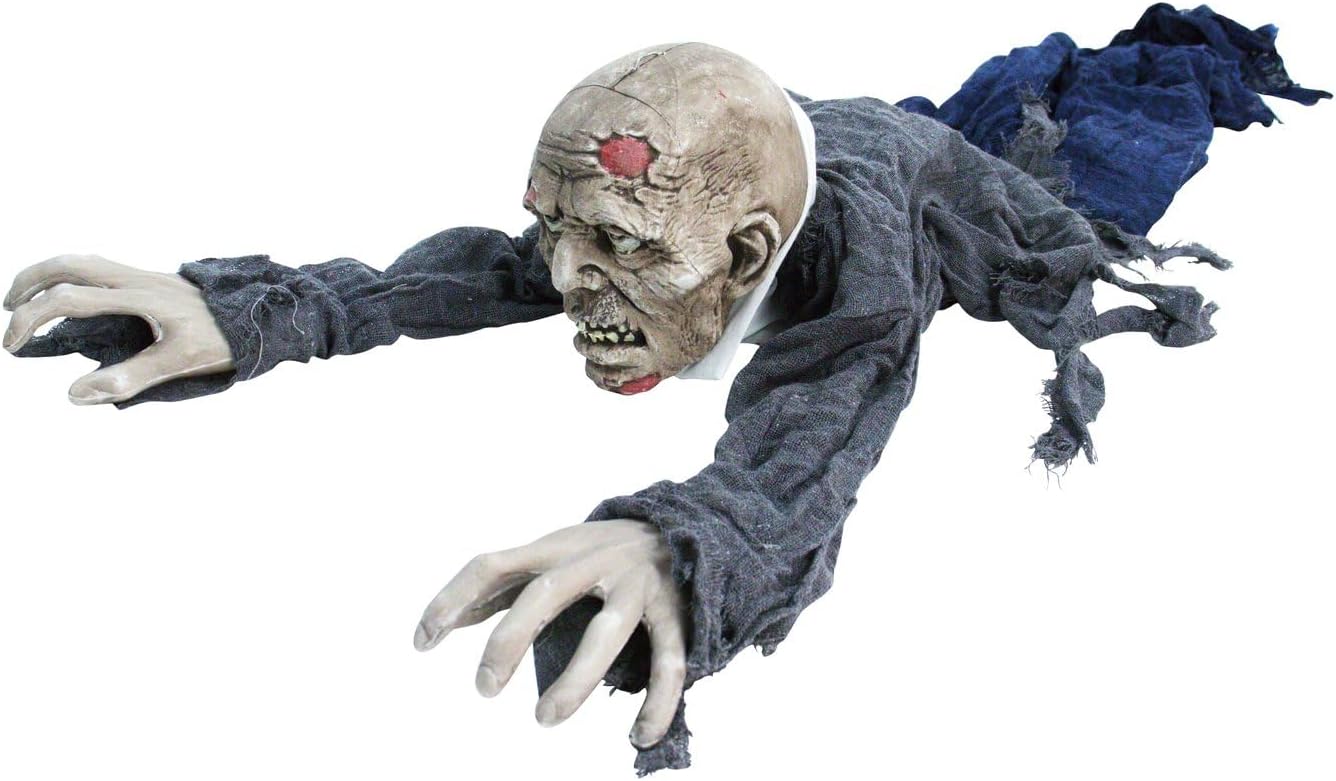 Detalle de Haunted Hill Farm HHGBZOMB-2LSA 55" Crawling Zombie Animatronic with Lights and Sound