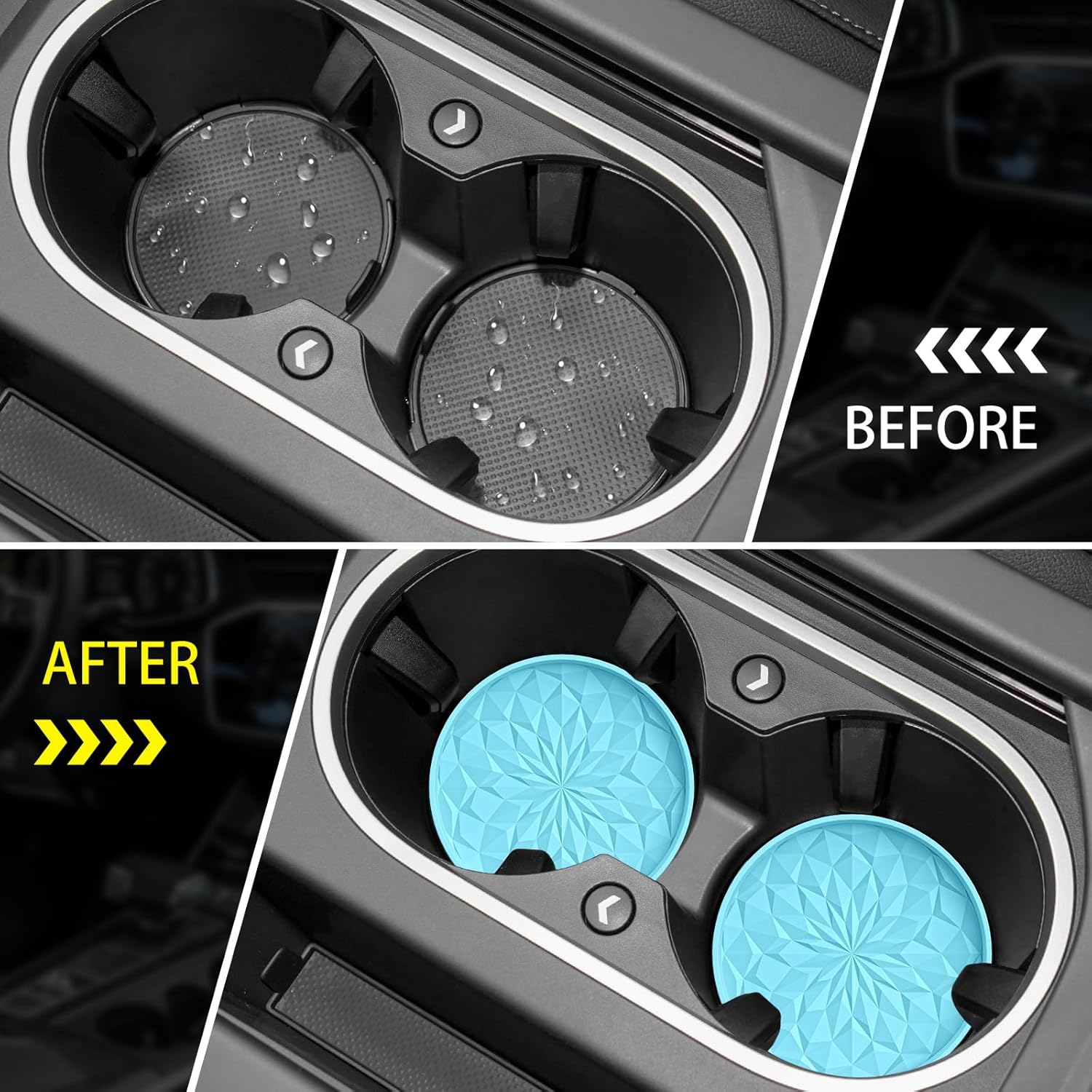 Detalle 2 de STLIAN Car Coasters for Cup Holders (4 Pack) – 2.75in Silicone Auto Mug Mats in Sky Blue