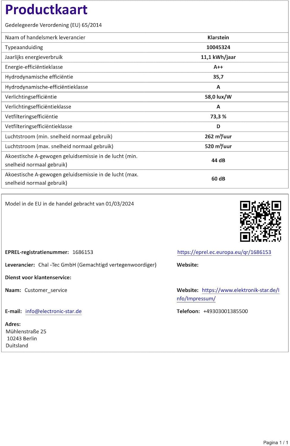 Thumbnail 6 de Klarstein CGCH3-Paolo-72BK afzuigkap 72 cm met ledverlichting en 439 m³/u