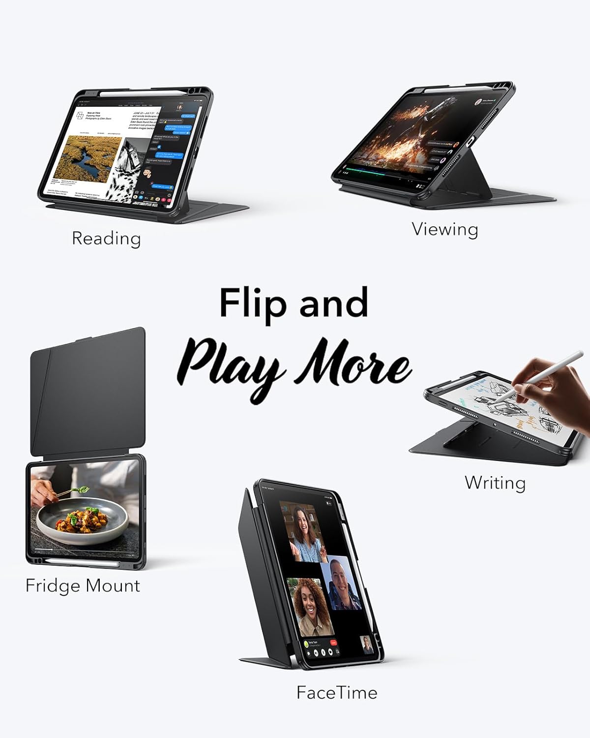 Thumbnail 2 de ESR for iPad Pro 11 inch M5/M4 (2025/2024) Magnetic Flip Case with Vertical Stand Angles, Pencil Holder – Black