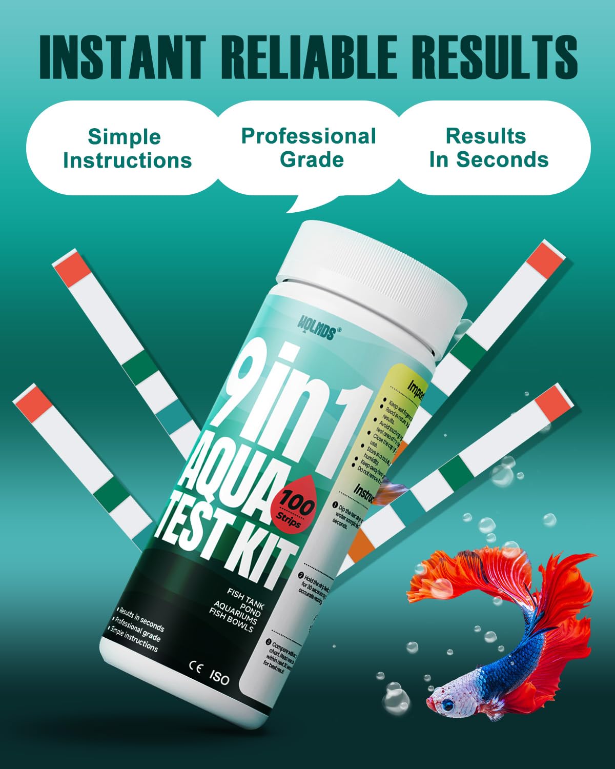 Thumbnail 1 de Aquarium Test Strips - 9-in-1 Aquarium Water Test Kit (100 Strips) for Freshwater & Saltwater