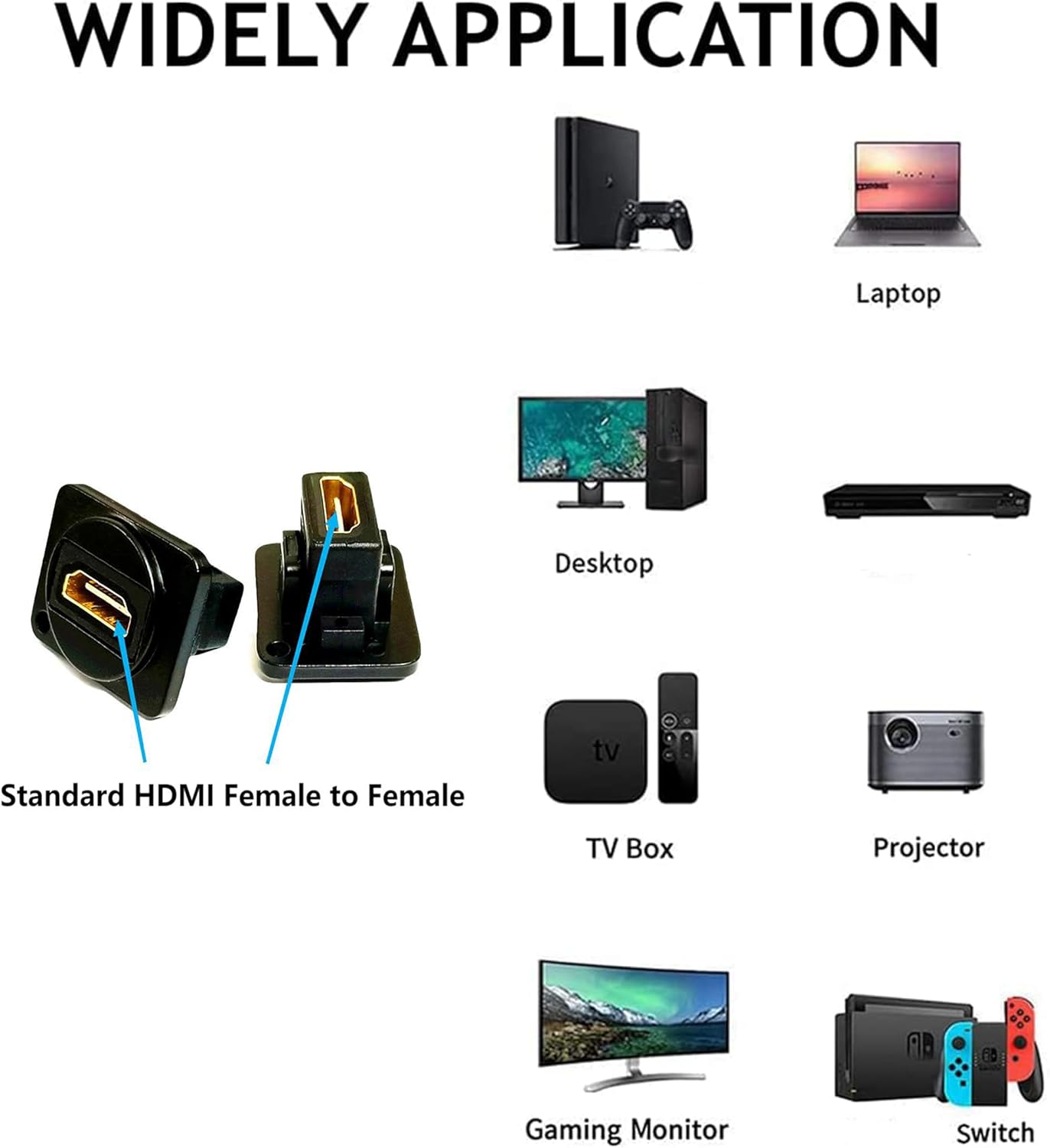 Thumbnail 1 de SHANFEILU HDMI-D (D-Type) Panel Mount Adapter Straight – HDMI-Kuppler St./Buchse auf Buchse mit Schrauben