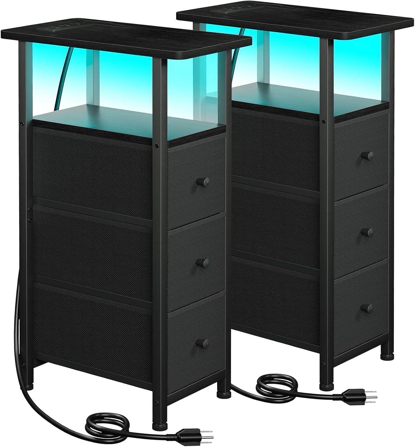Detalle de LOAKEKEL Narrow End Table with 3 Fabric Drawers