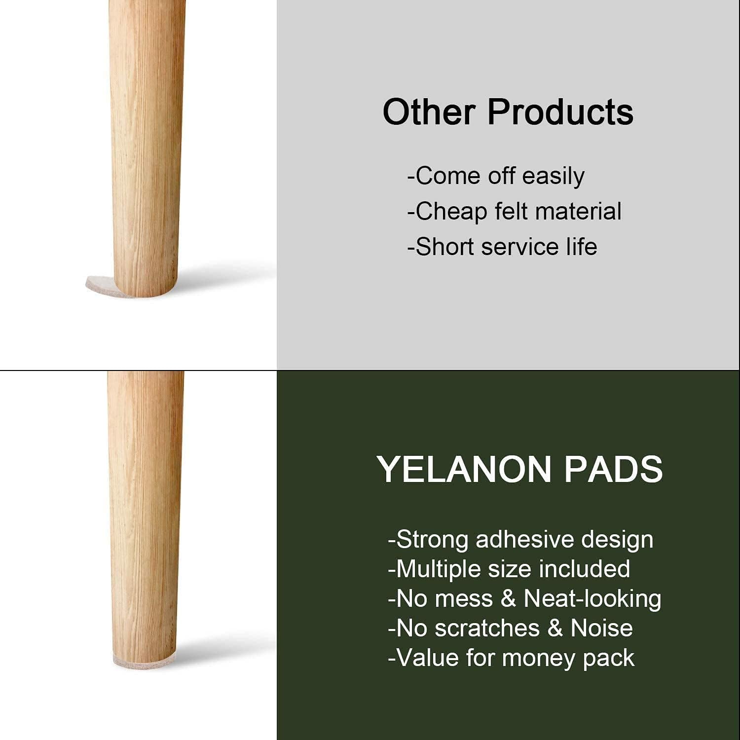 Detalle de Yelanon Filzgleiter Selbstklebend 182 Stück – Rund & Quadrat, für Stühle und Möbelbeine, Parkett- & Bodenschutz in Beige