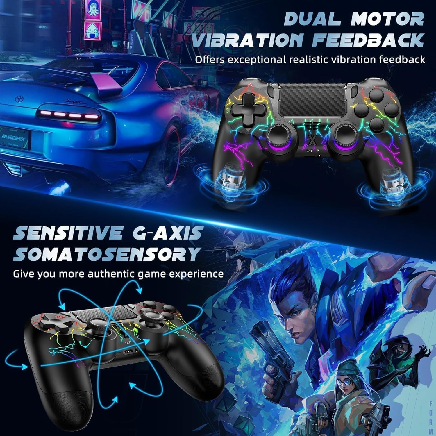 Thumbnail 2 de Suoxiom Wireless Controller for P4 (P4 Pro, P4 Slim) & PC with Bluetooth, Touch Panel, 3.5mm Audio Jack and Vibration