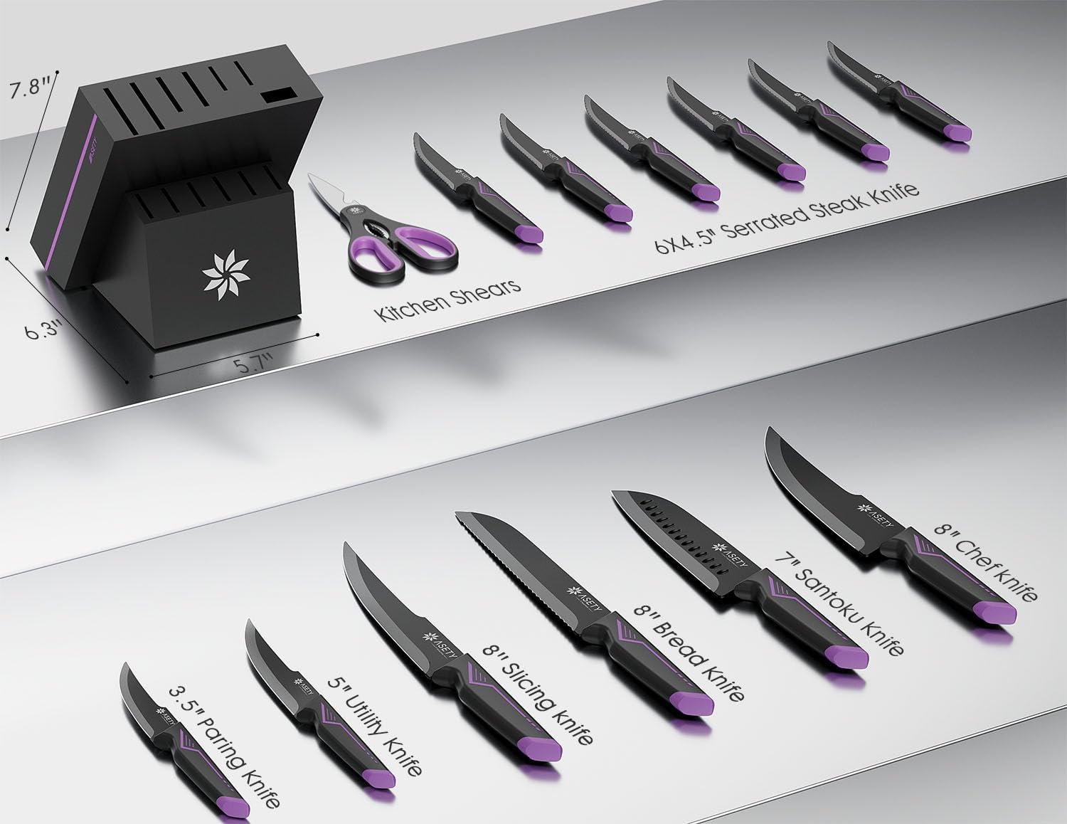 Detalle de ASETY Kitchen Knife Set, 15-Piece