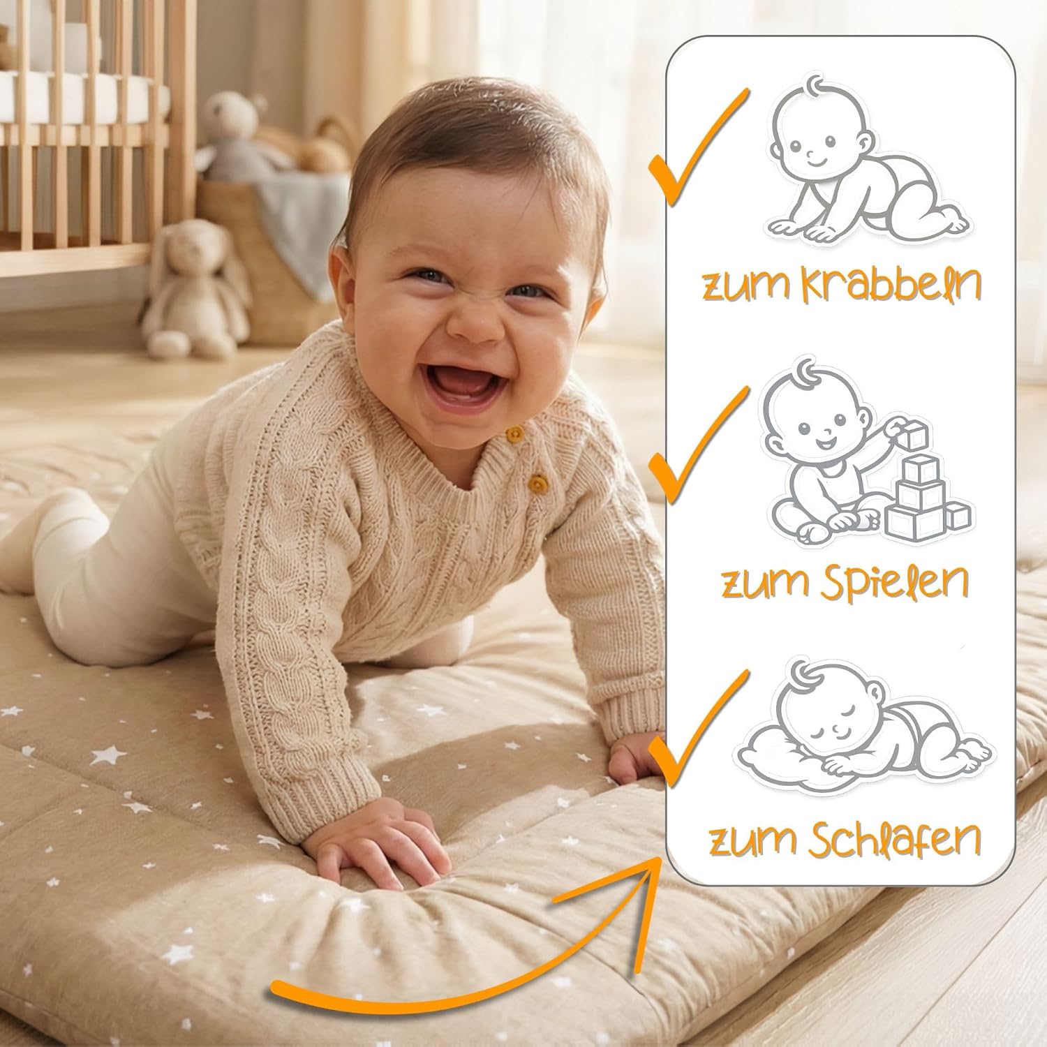 Detalle de Krabbeldecke für Baby mit 4 cm Polster