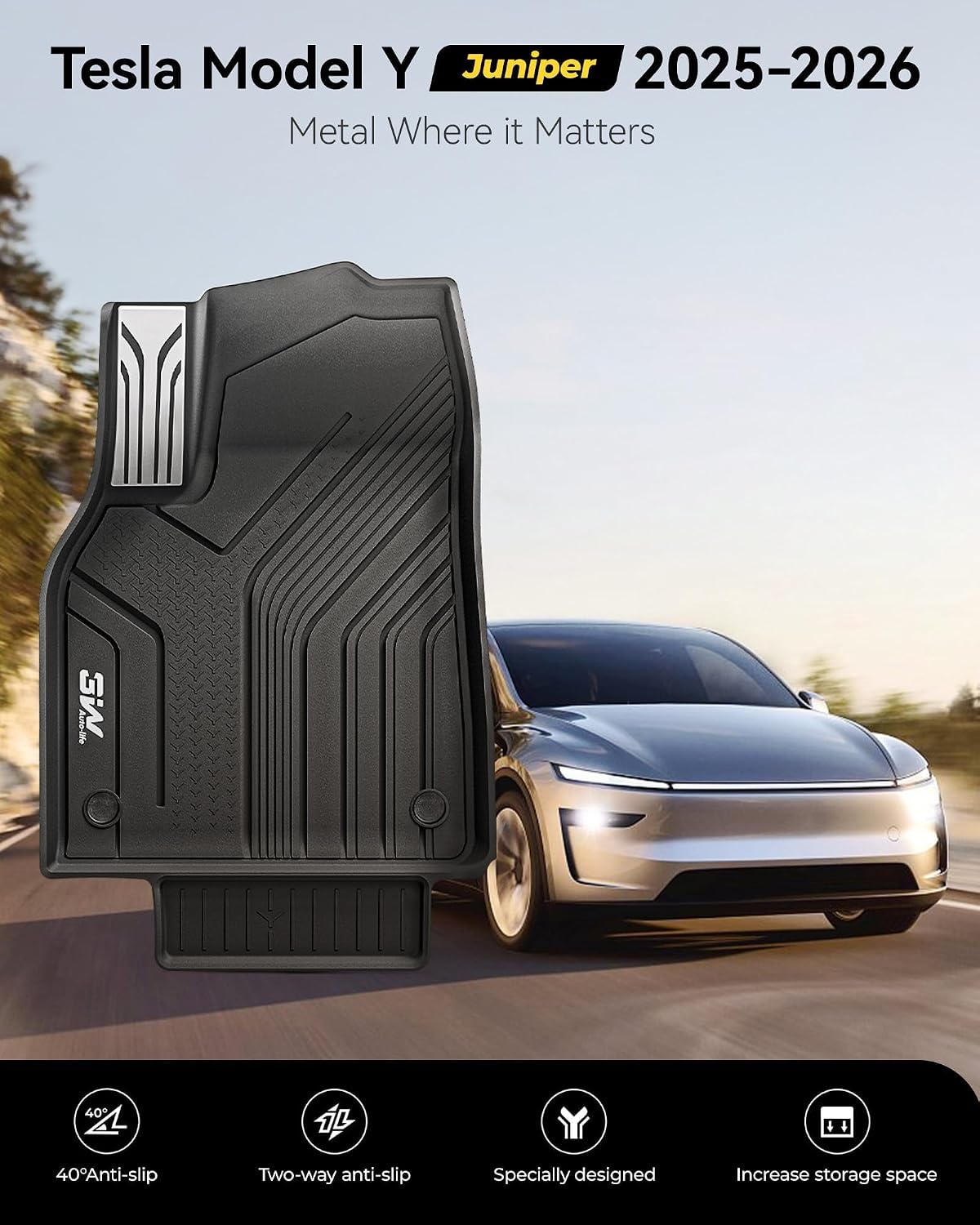 Thumbnail 1 de 3W Tesla Model Y Juniper 2025-2026 Floor Mats with Vigormold™ TPE (9-Piece Set)