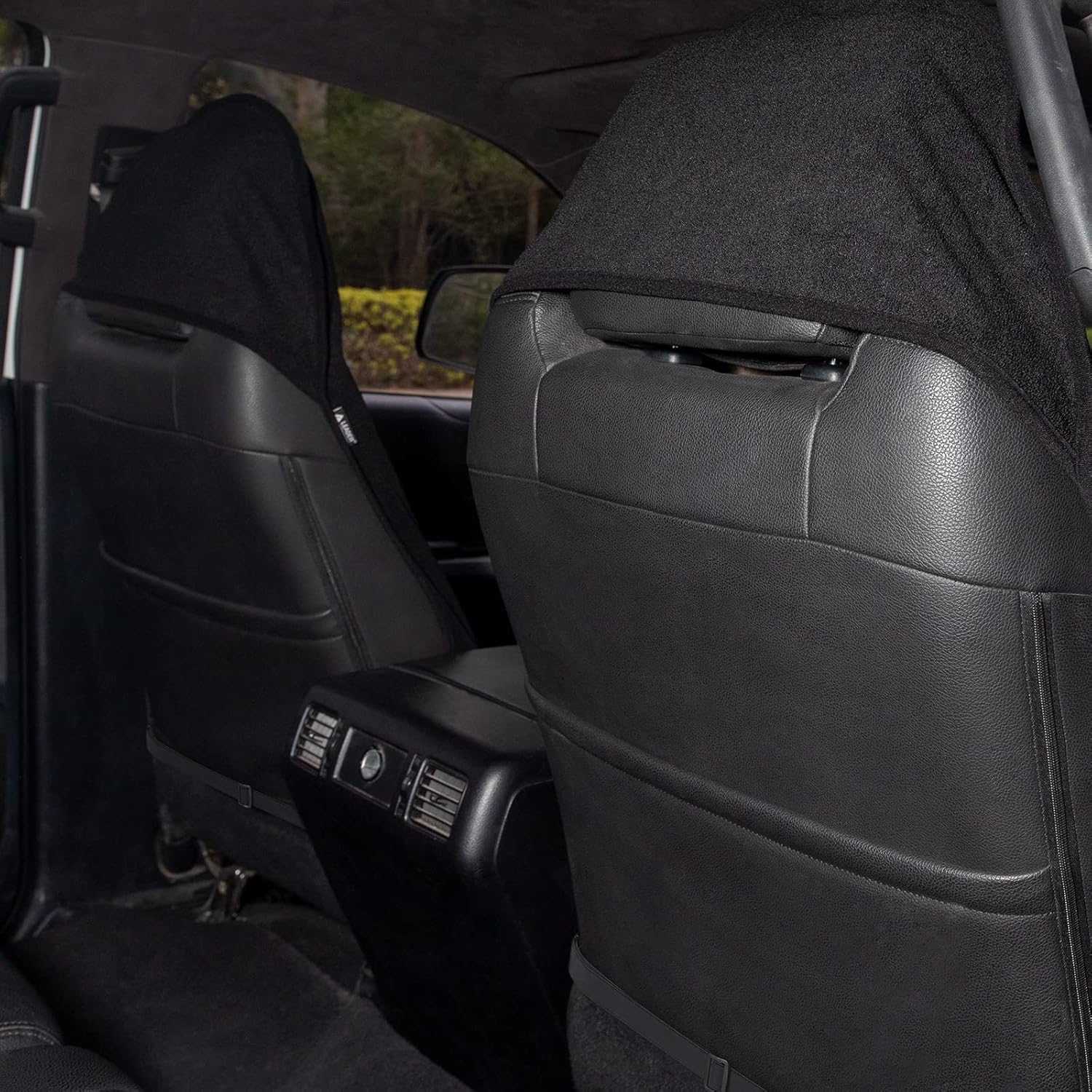 Detalle de Leader Accessories 2pcs Waterproof Towel Front Seat Covers – Black Non-Slip Interior Protector for Cars