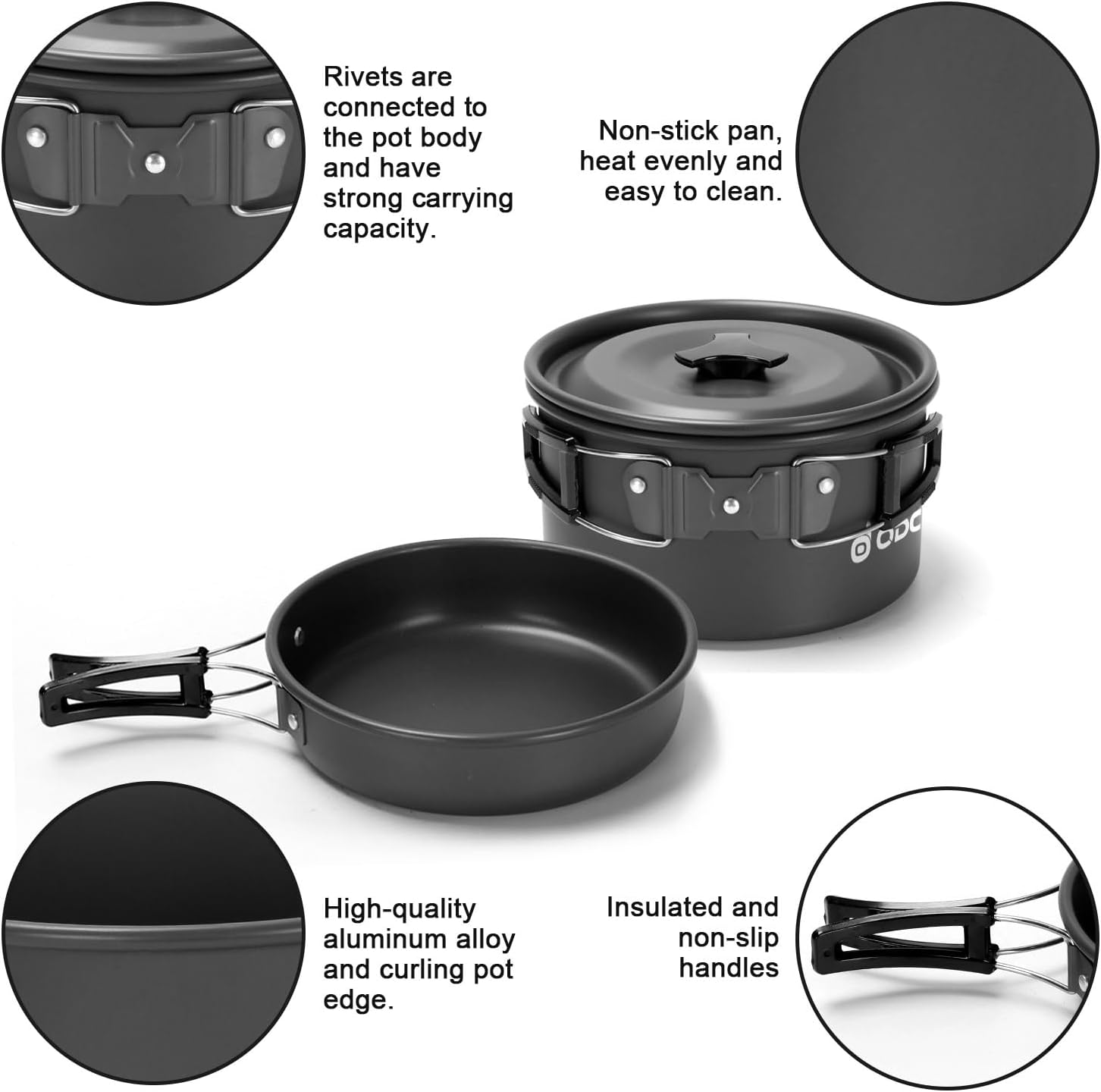Thumbnail 5 de Odoland Camping Geschirr-Set mit Antihaft Topf und Pfanne – 17-teiliges Outdoor-Kochset aus Edelstahl