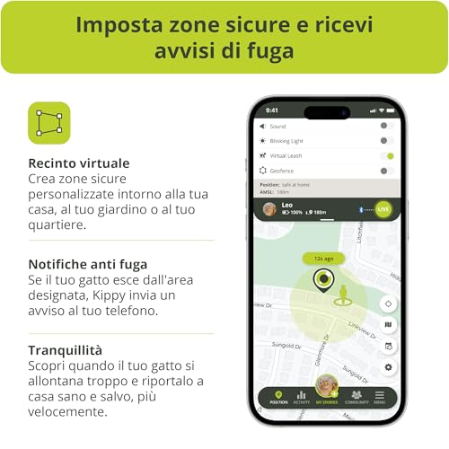 Detalle de Kippy Cat V2 — Collare GPS per gatti con localizzatore, salute e attività
