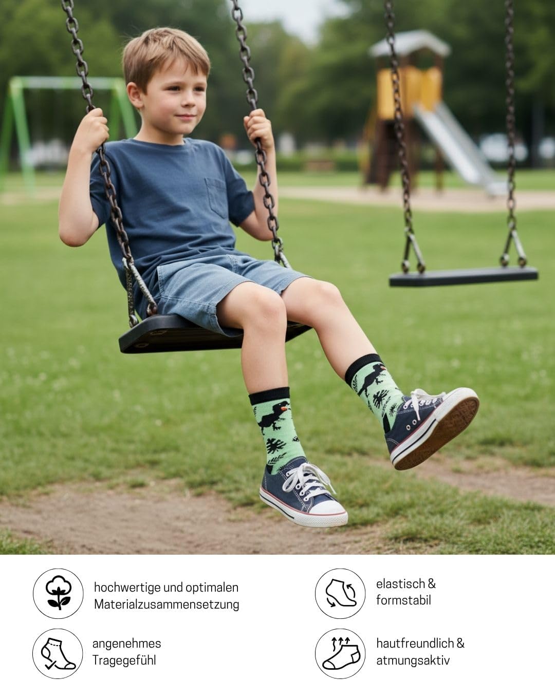 Detalle de 10 Paar Kindersocken für Jungen & Mädchen aus Baumwolle – robuste Alltagssocken für Spiel, Sport und Schule