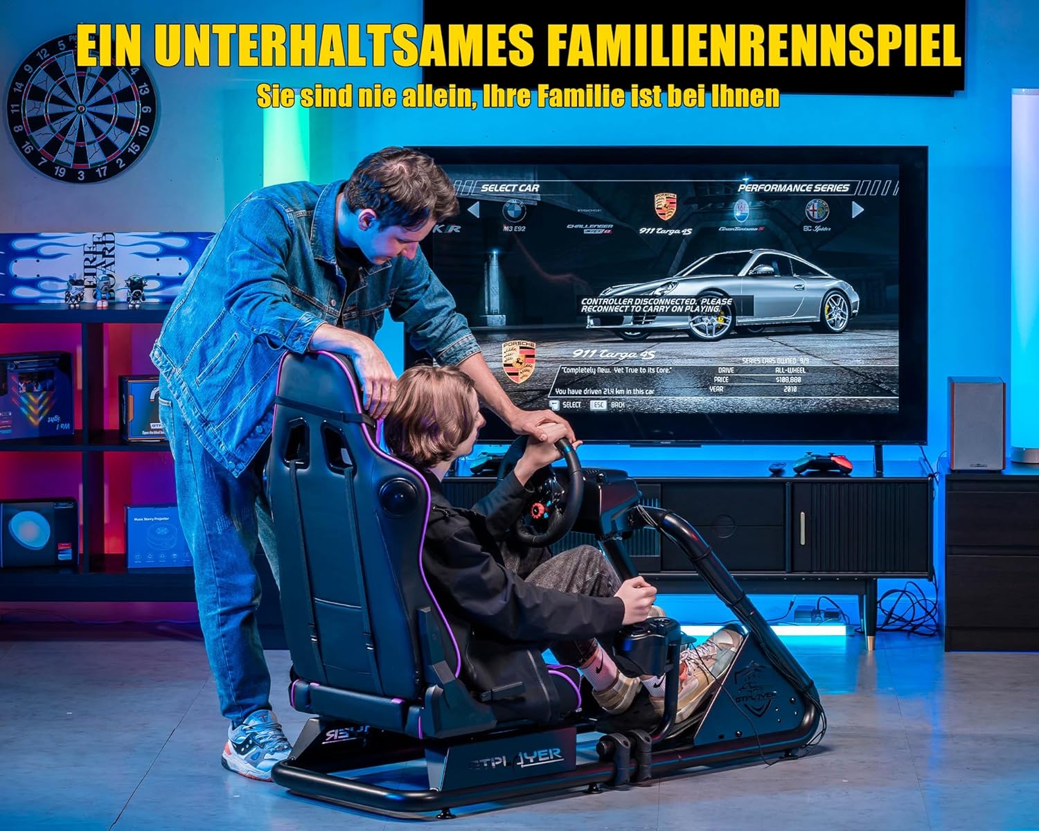 Thumbnail 6 de GTPLAYER Simulator Cockpit für SIM Racing: Lenkradständer mit Pedalablage und Sitz mit Lautsprechern