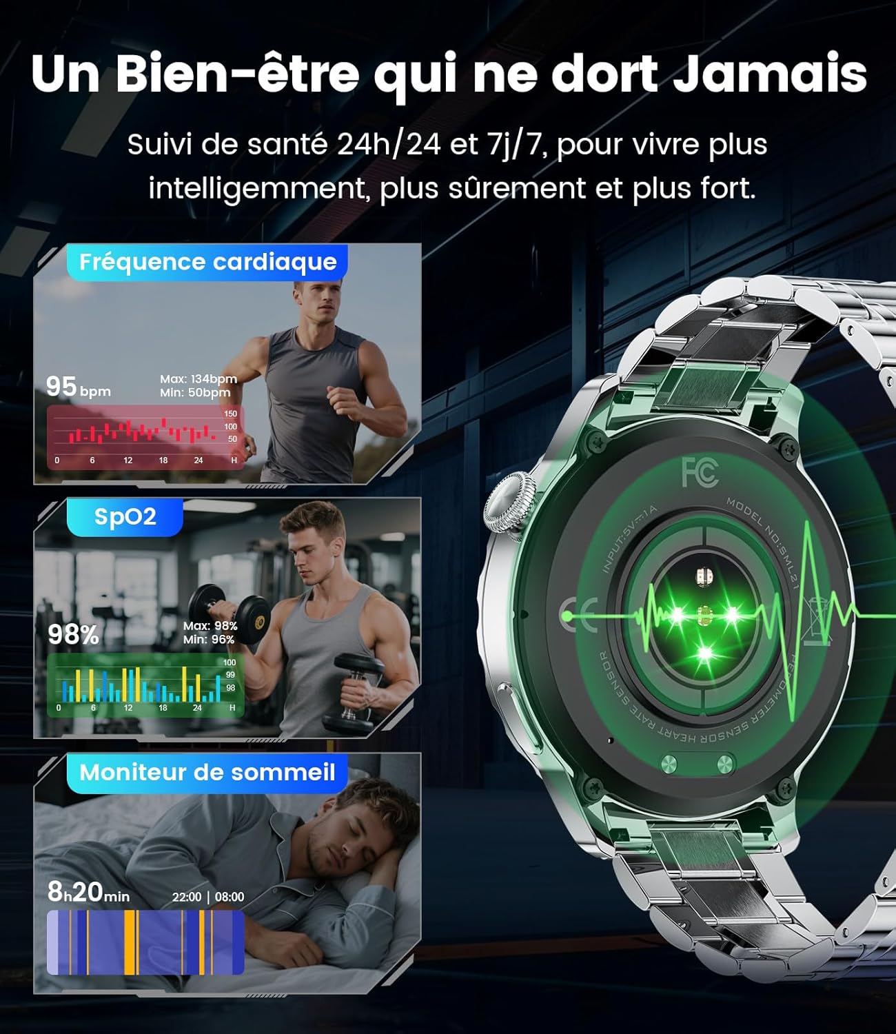 Thumbnail 4 de LIGEMI Montre Connectée Homme SML21 - Écran AMOLED 1,43" et 15 jours d’autonomie