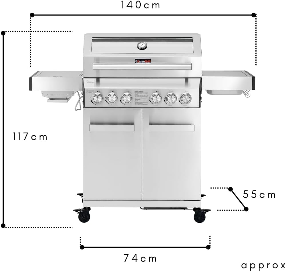 Thumbnail 5 de CosmoGrill Platinum Stainless Steel 6-Burner Gas BBQ with Infrared Searer and Back Rotisserie