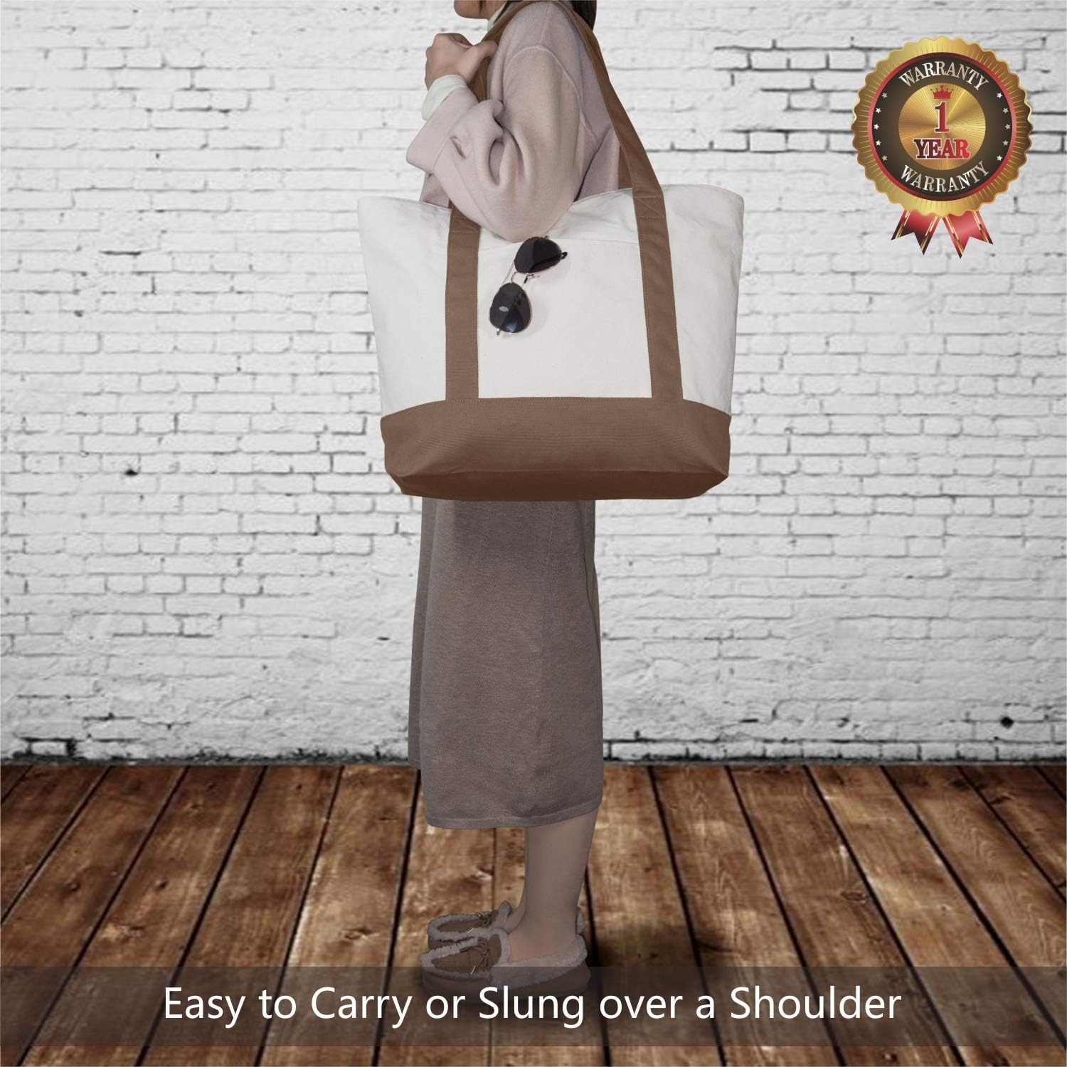 Thumbnail 1 de TOPDesign Canvas Tote Bags 6-Pack with Pocket 🛍