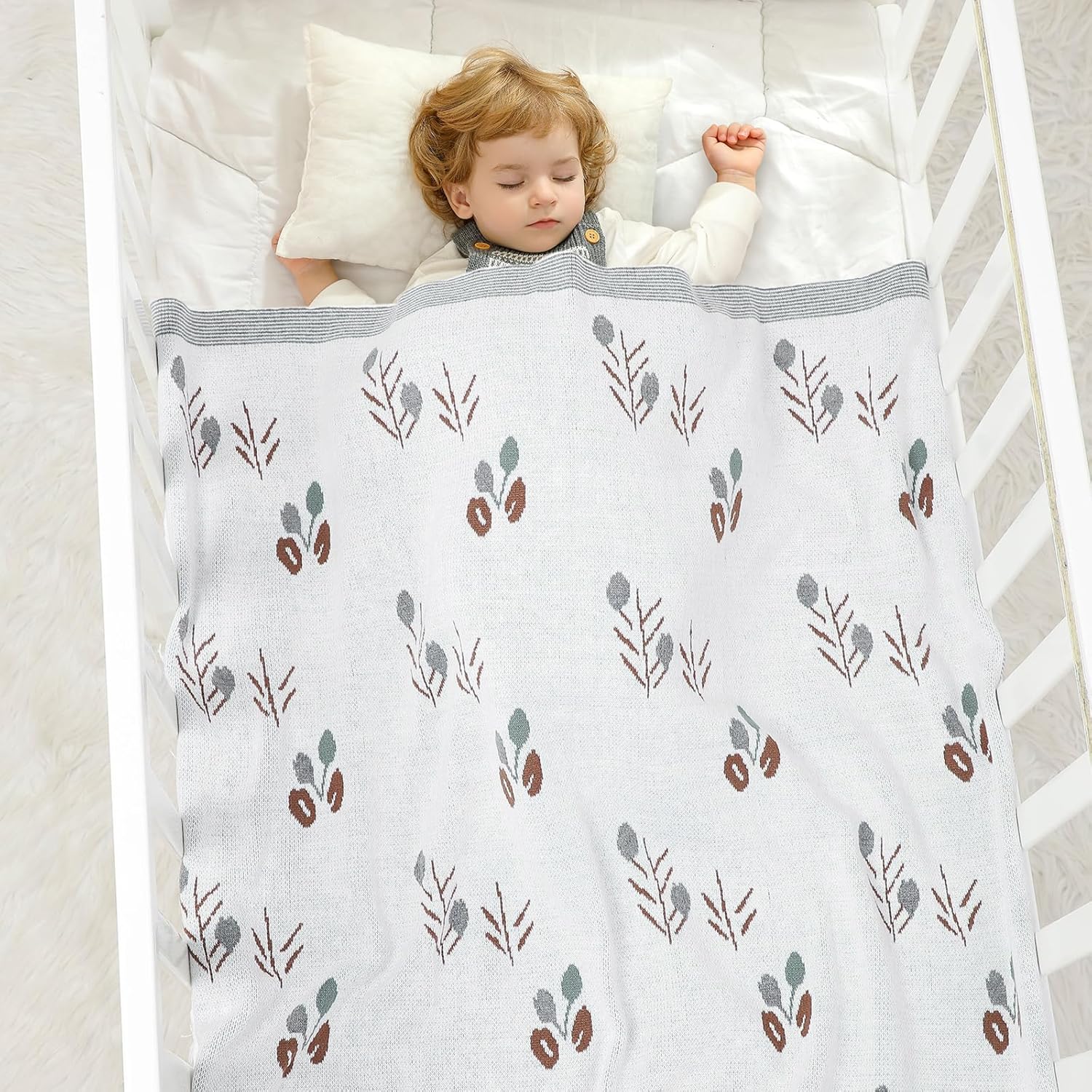 Thumbnail 1 de 100% cotton newborn baby blanket by DovFanny (100 x 80 cm) for prams, Moses baskets and swaddling